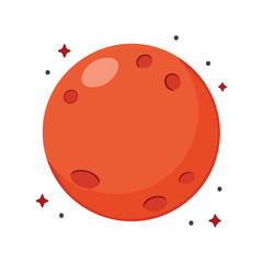 Obraz premium A close-up of the planet Mars, with its distinctive red color and surface features. Surrounded by sparkling stars. 