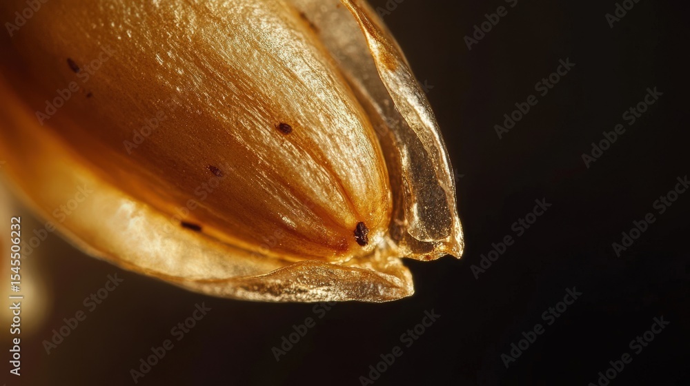 Poster a close up detailed macro image of a wheat kernel