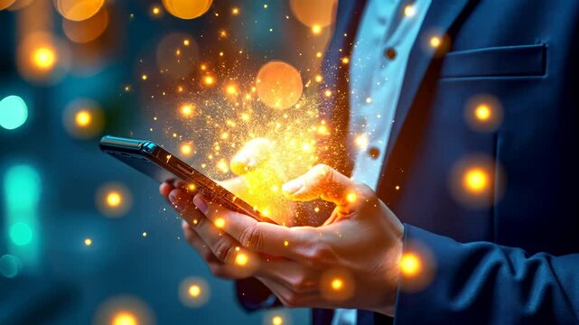 Smartphone AI, digital assistance, voice recognition. Technology interaction. User activates mobile application. Hands-free operation enhances convenience. Virtual assistance improves user efficiency.