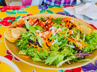 Close up shot of delicious American style brunch