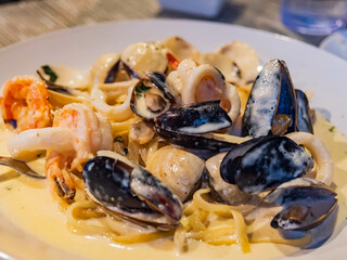 Close up shot of Italian style noodle