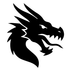 Fierce Dragon Head Silhouette Vector Illustration