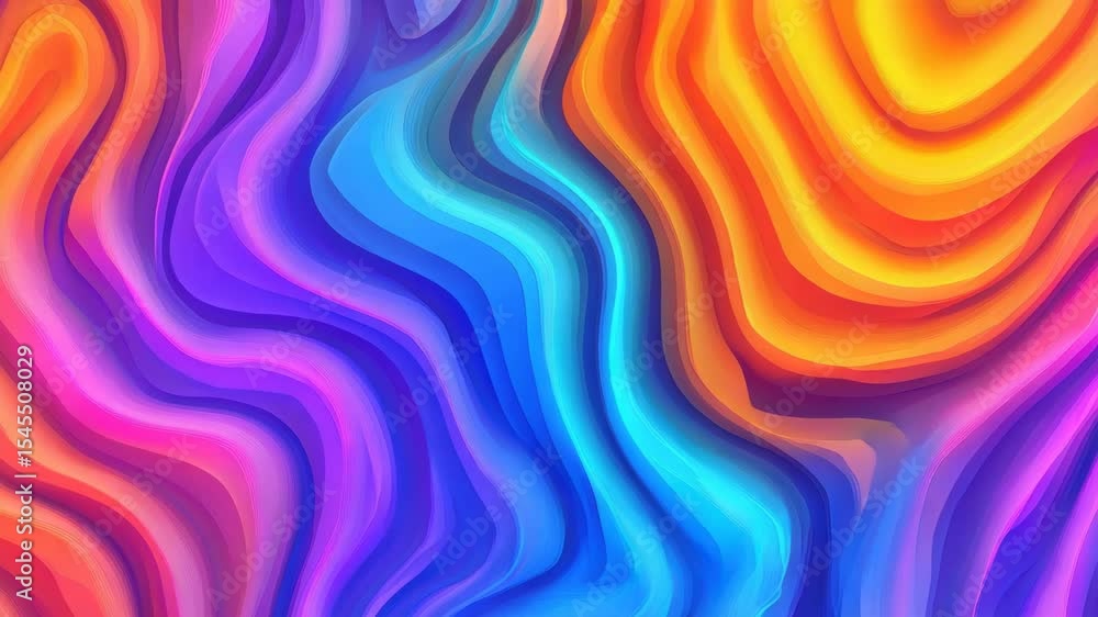 Poster vibrant abstract waves of color blending in a fluid design.