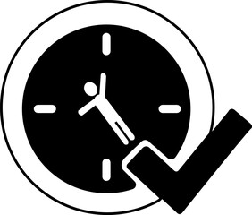 Filled time icon showing person as clock hands. Great for visualizing workflow balance or time-conscious productivity tools