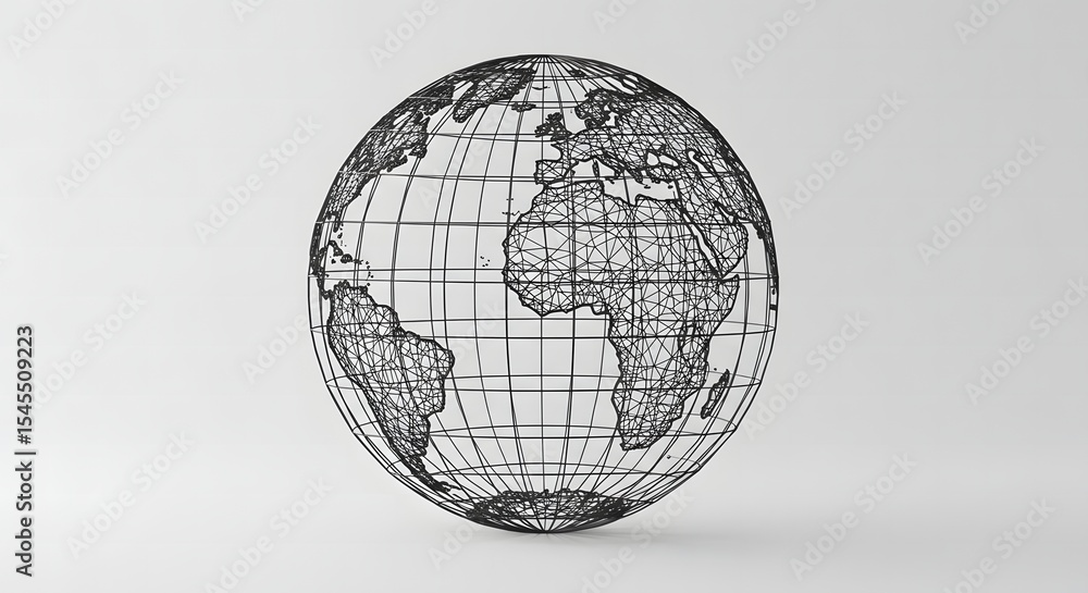 Poster abstract world globe pixelated earth isolated on white background for modern tech or data visualizat
