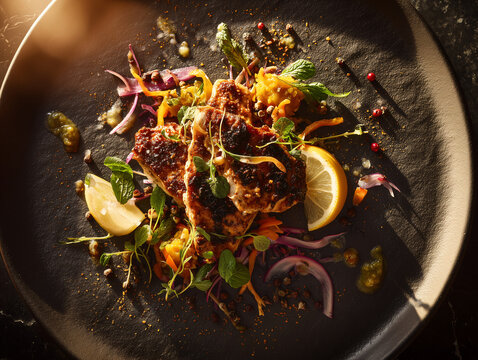 Grilled Lamb Chops with Lemon and Vegetables