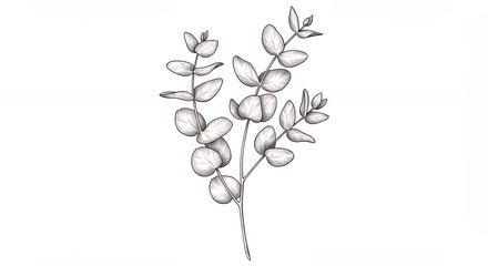 Hand drawn eucalyptus branch illustration