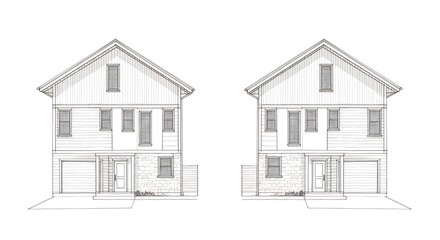 Two identical house plans architectural drawings