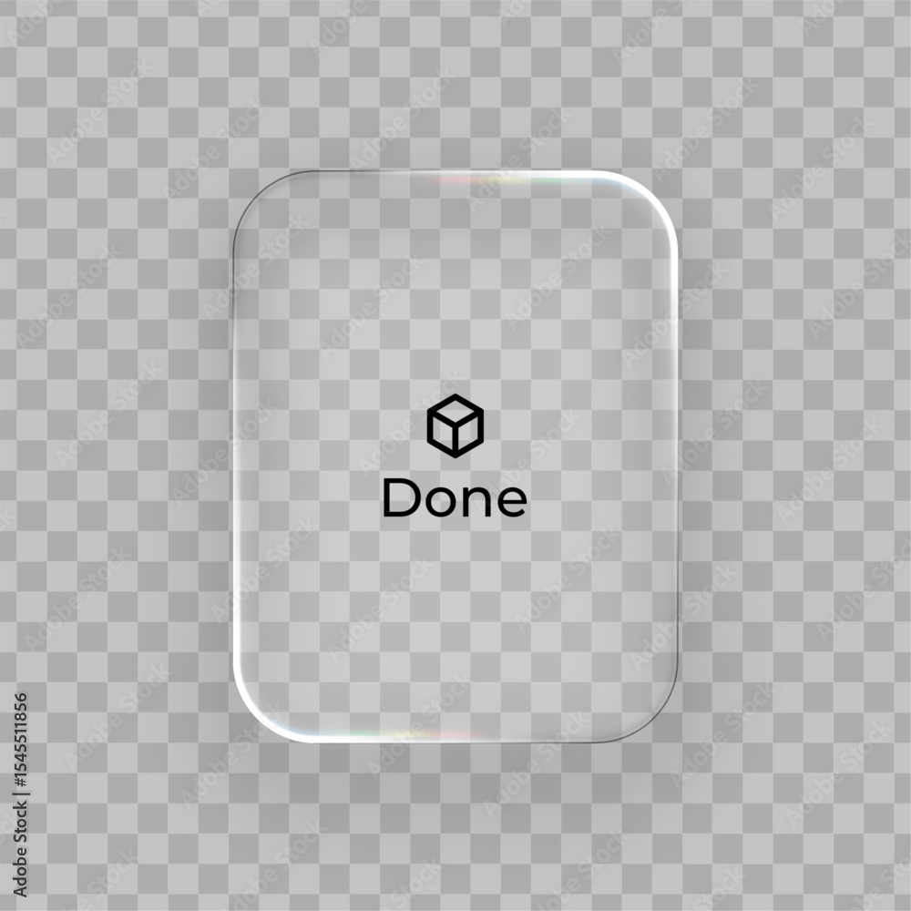 Fototapete White liquid glass frame for web design. with rounded corners. Complete task design or correct answer element for web and UI. app interfaces and digital content. Vector graphics. 