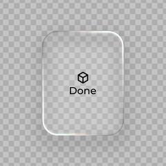 Obraz na płótnie Canvas White liquid glass frame for web design. with rounded corners. Complete task design or correct answer element for web and UI. app interfaces and digital content. Vector graphics. 