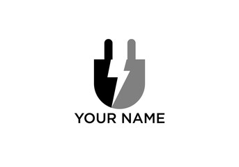 Minimalist Monochrome Electric Concept Logo with Lightning Symbol