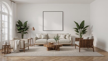 A modern and elegant living room with minimalist design elements