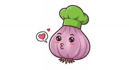 Fototapeta premium Cute cartoon garlic chef