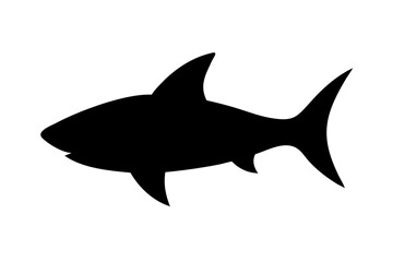 Obraz premium Silhouette of a shark with dorsal fin pectoral fin and caudal fin swimming in the ocean waters created with generated ai