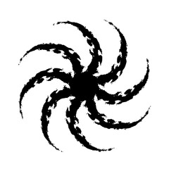 墨で描いた手裏剣のような鋭い渦のベクターイラスト