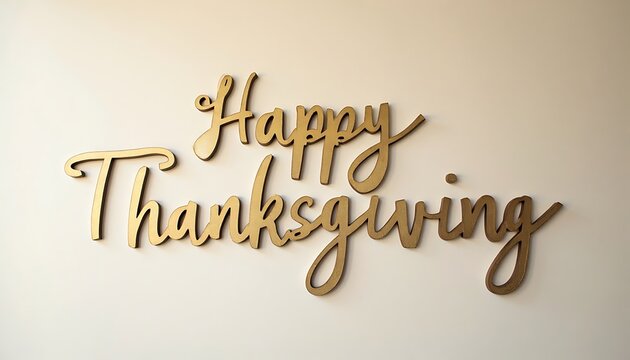Happy Thanksgiving Gold Lettering Sign - Powered by Adobe