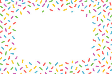 Colorful sprinkles scattered across transparent surface, enhancing bakery decorations with playful, cheerful confectionery accent