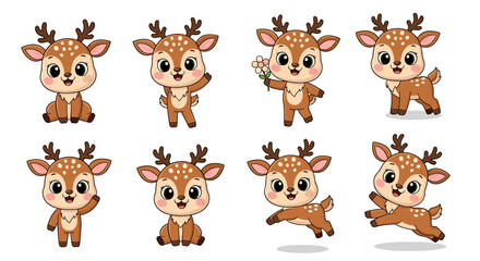 Cartoon deer collection illustrations