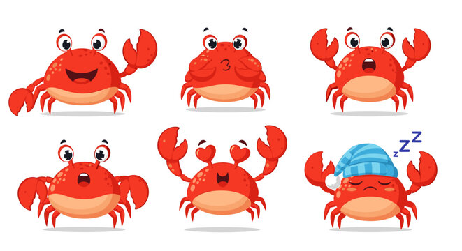 Cartoon crabs set illustration