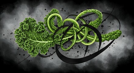 Vibrant Kale Leaf Design with Intricate Twists