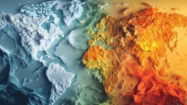Global Terrestrial Topography with Temperature-Based Regional Coloring