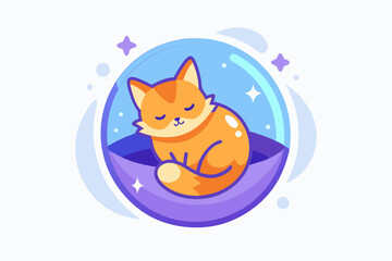 Obraz premium sleeping cat glowing star bubble