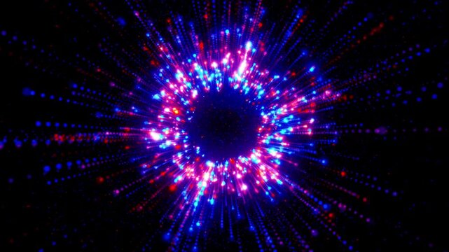 Radiating Red and Blue Light Space Burst Animation
