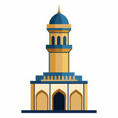 mosque minaret illustration, isolated on white background