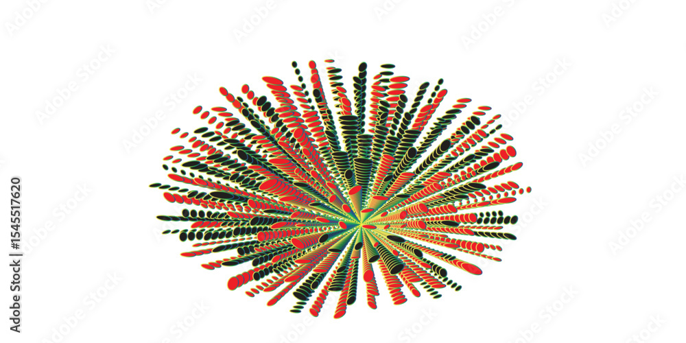 Aufkleber abstract colorful burst design featuring a radial arrangement of oblong elements radiating outwards 