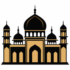 mosque illustration, isolated on white background