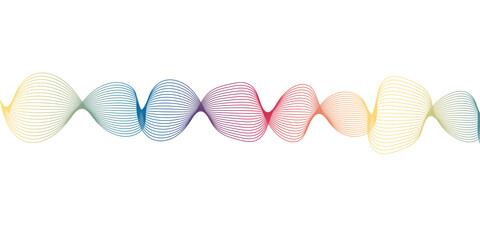 Abstract rainbow gradient waveform design on white background featuring a modern and colorful line pattern useful for design elements and background graphics.