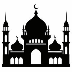 mosque silhouette vector illustration, islamic theme design element, suitable for islamic holiday banner, poster, and etc
