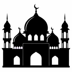 mosque silhouette vector illustration, islamic theme design element, suitable for islamic holiday banner, poster, and etc