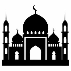 mosque silhouette vector illustration, islamic theme design element, suitable for islamic holiday banner, poster, and etc