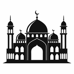 mosque silhouette vector illustration, islamic theme design element, suitable for islamic holiday banner, poster, and etc