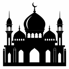 mosque silhouette vector illustration, islamic theme design element, suitable for islamic holiday banner, poster, and etc