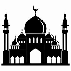 mosque silhouette vector illustration, islamic theme design element, suitable for islamic holiday banner, poster, and etc
