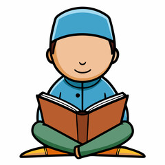islamic person reading quran vector illustration, islamic theme design element, suitable for islamic holiday banner, poster, and etc