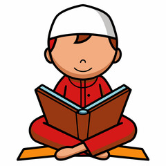 islamic person reading quran vector illustration, islamic theme design element, suitable for islamic holiday banner, poster, and etc