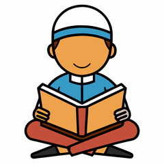 islamic person reading quran vector illustration, islamic theme design element, suitable for islamic holiday banner, poster, and etc