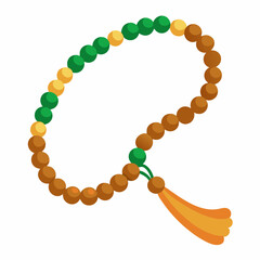 praying beads vector illustration, islamic theme design element, suitable for islamic holiday banner, poster, and etc
