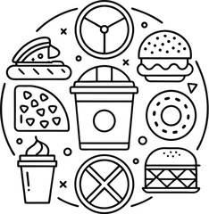 fast food icon set