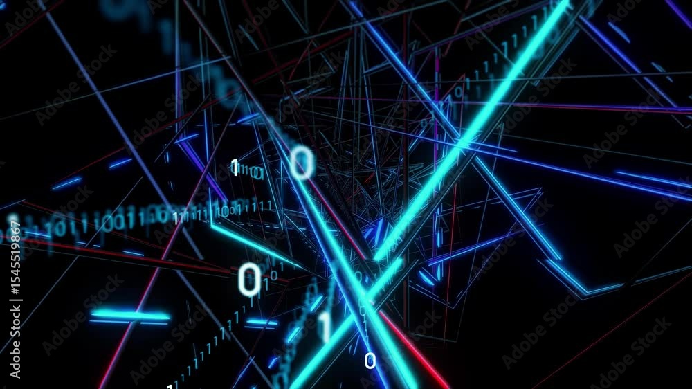 Poster concept of high speed electronic circuits and digital data traveling through cyberspace