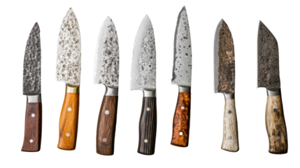 Collection of Unique Kitchen Knives with Various Blades and Handles for Culinary Enthusiasts and Professional Chefs