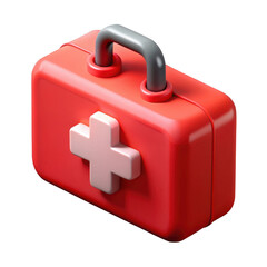 Red first aid kit with white cross isolated on transparent background