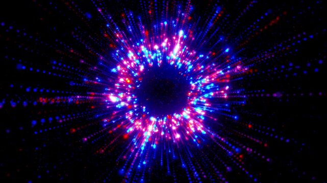 Radiating Red and Blue Light Burst Animation Loop