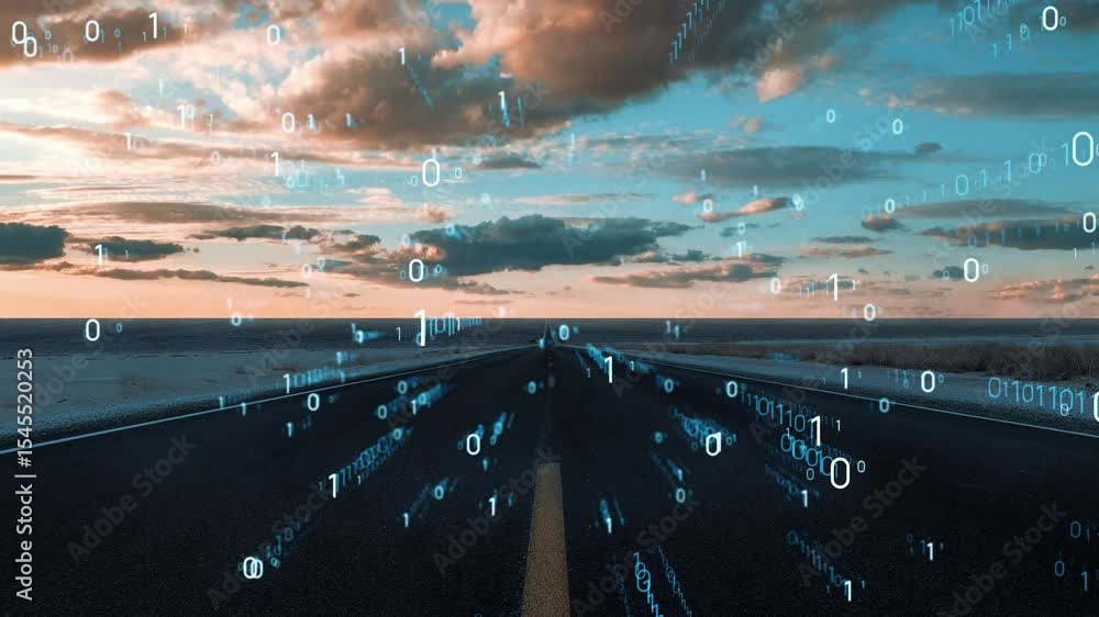 Poster composite concept of modern society and digital technology. digital transformation. system engineeri