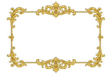 Luxurious golden ornate frame against transparent backdrop, adding decorative elegance to graphic design and digital artwork