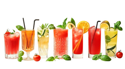 Refreshing Variety of Colorful Cocktails with Fresh Ingredients for Summer Vibes and Events