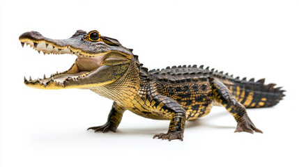 Obraz premium Powerful american alligator opening mouth on white background